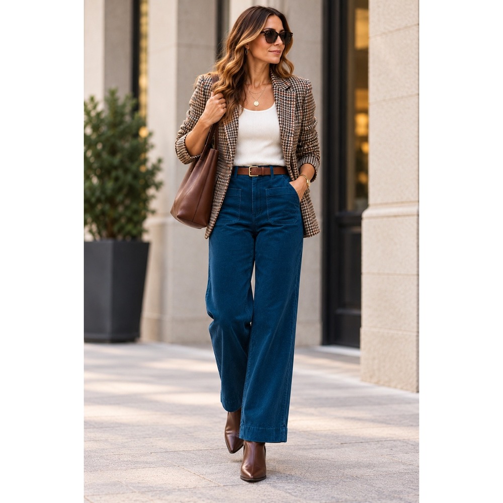 J.Crew Pants Corduroy Wide Leg Blue Patch Pocket Casual 12P